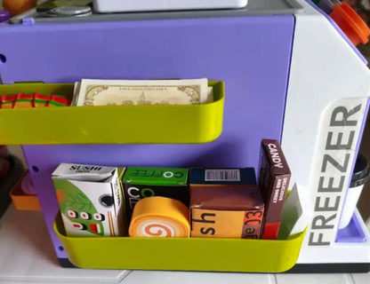 Supermercado grande con sonido , incluye caja registradora ,congeladora ,máquina de café y 46 accesorios