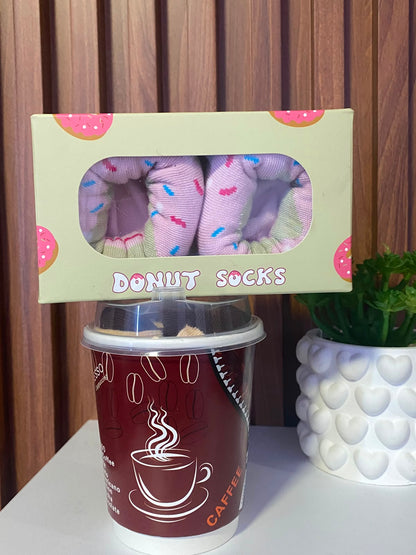 Par de medias de donuts y par de medias de café talla Adultos