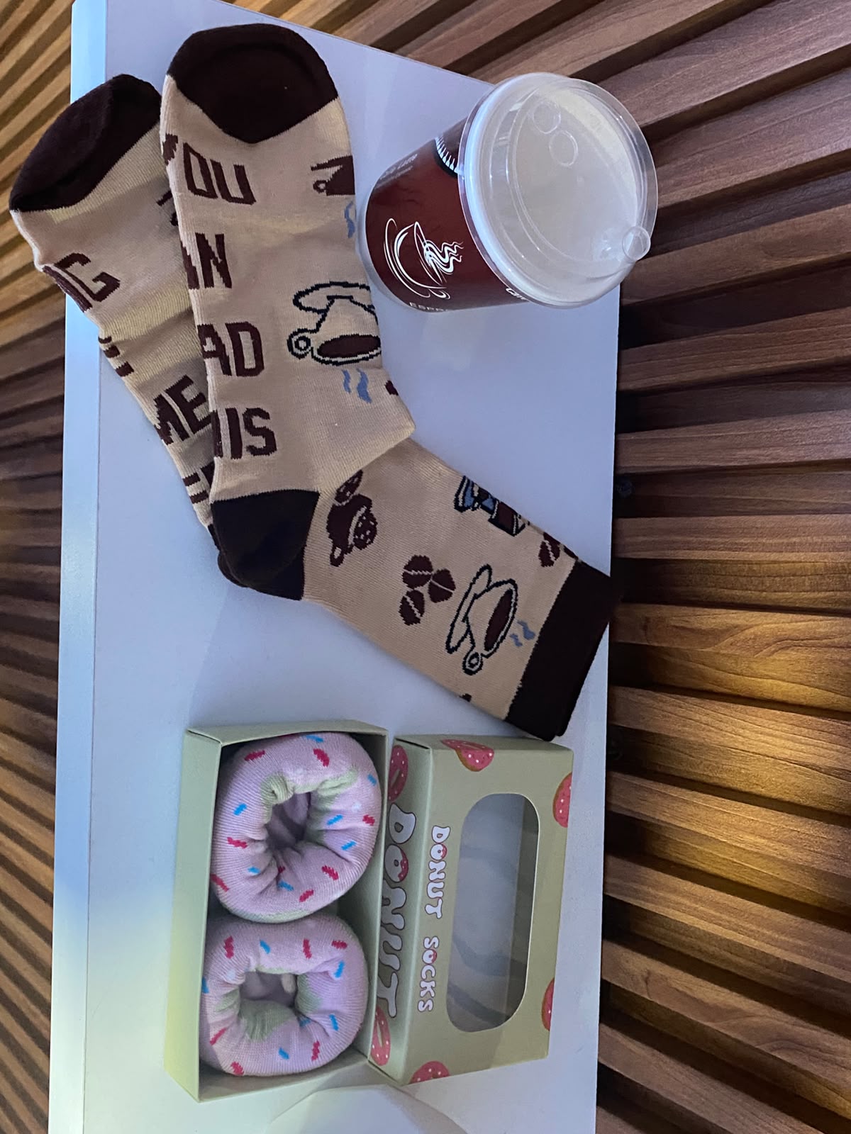 Par de medias de donuts y par de medias de café talla Adultos