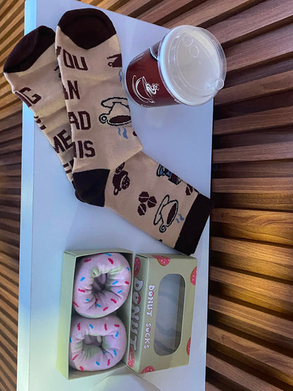 Par de medias de donuts y par de medias de café talla Adultos
