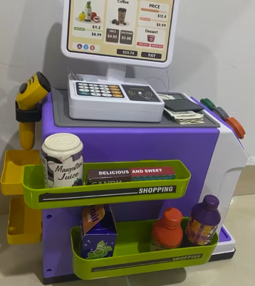 Supermercado grande con sonido , incluye caja registradora ,congeladora ,máquina de café y 46 accesorios