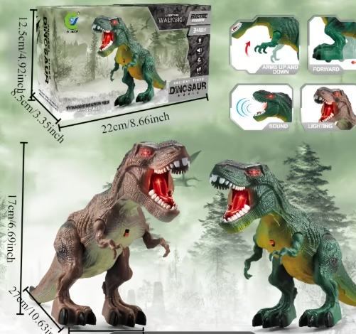 Dinosaurio de juguete interactivo con movimiento,luces y sonido