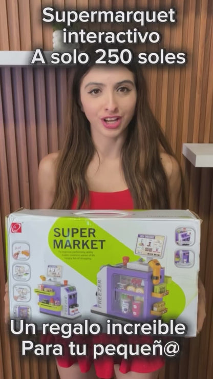 Supermercado grande con sonido , incluye caja registradora ,congeladora ,máquina de café y 46 accesorios